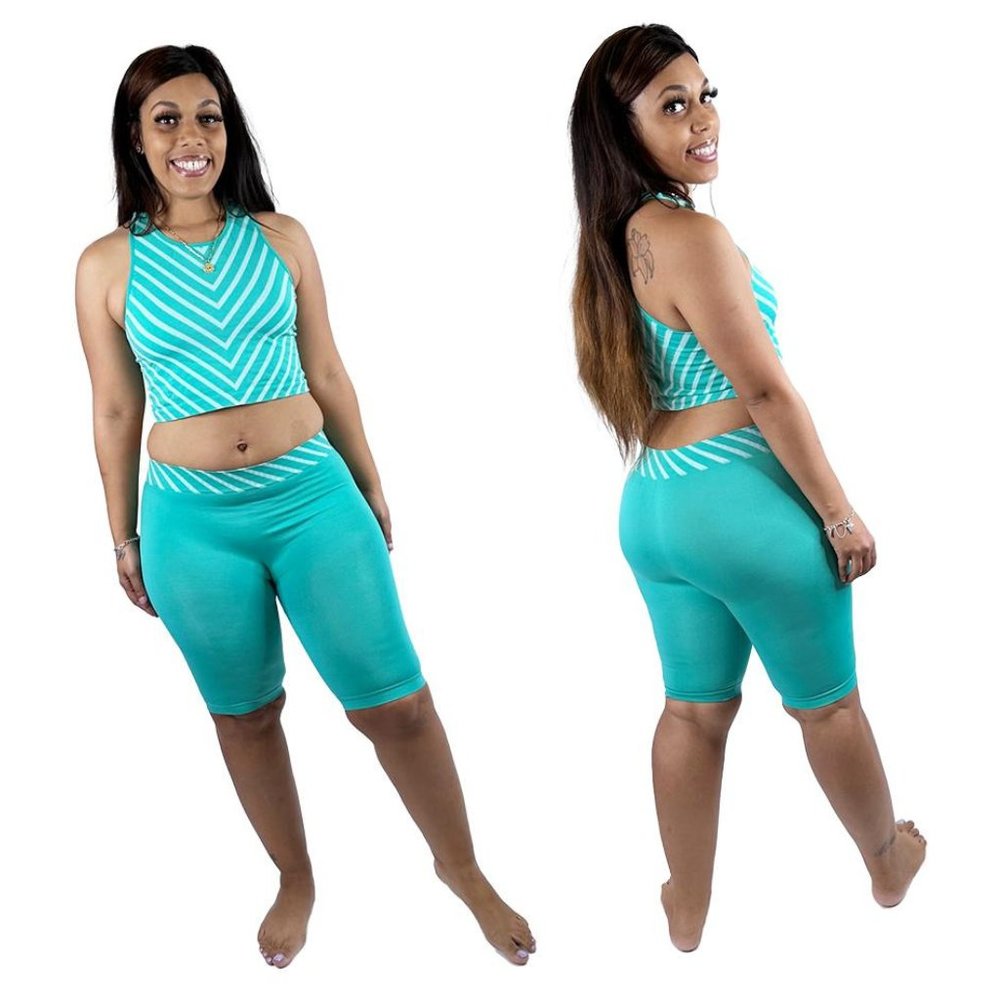 Crop Top Biker Short Set